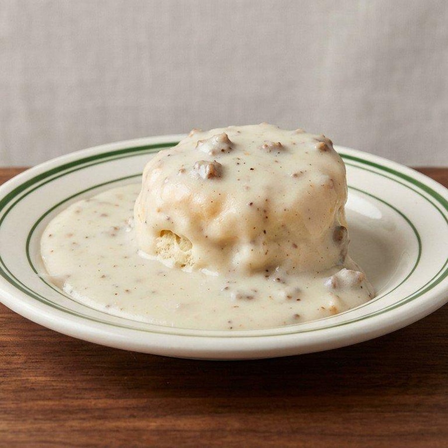 Biscuits covered with sausage gravy