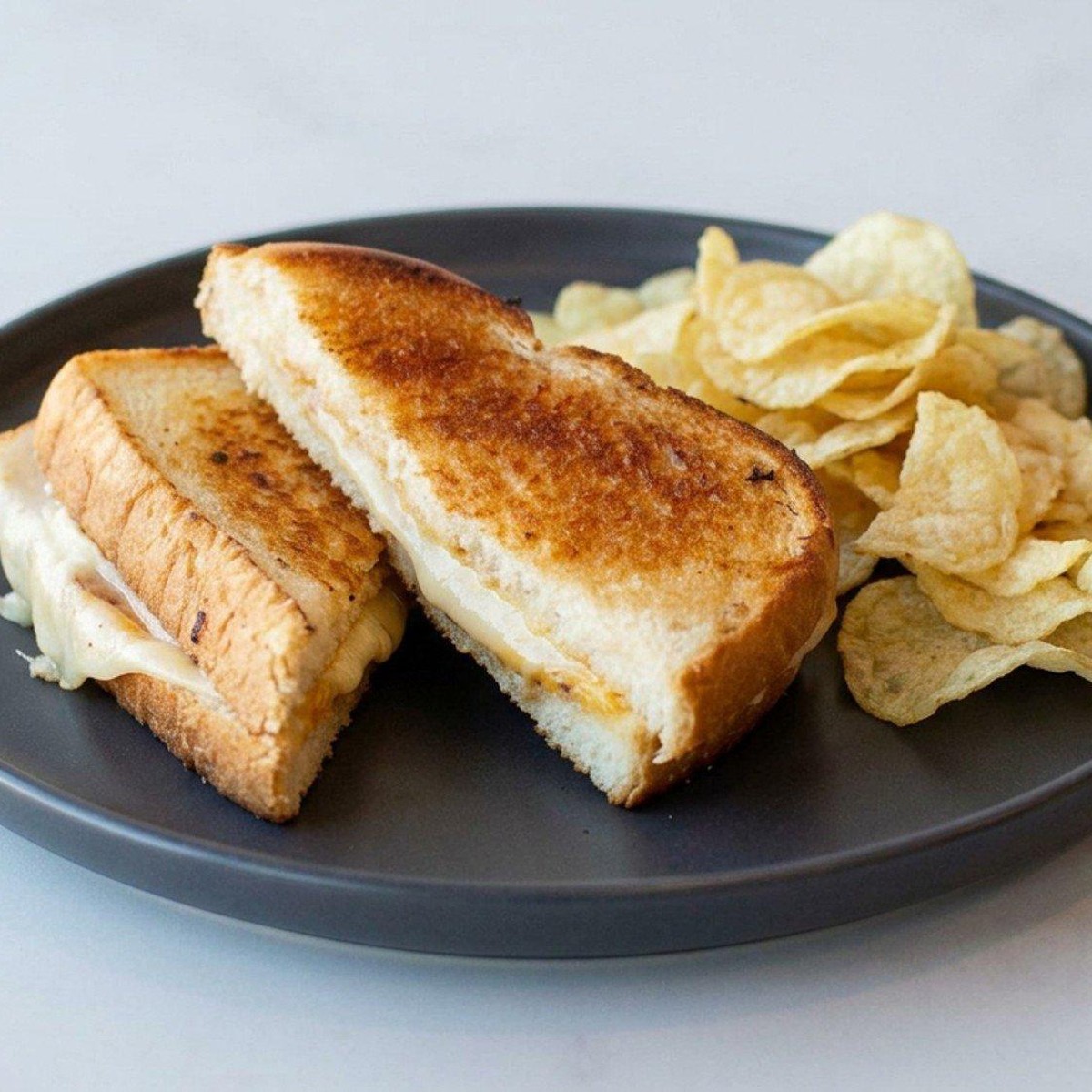 Grilled cheese sandwich with chips