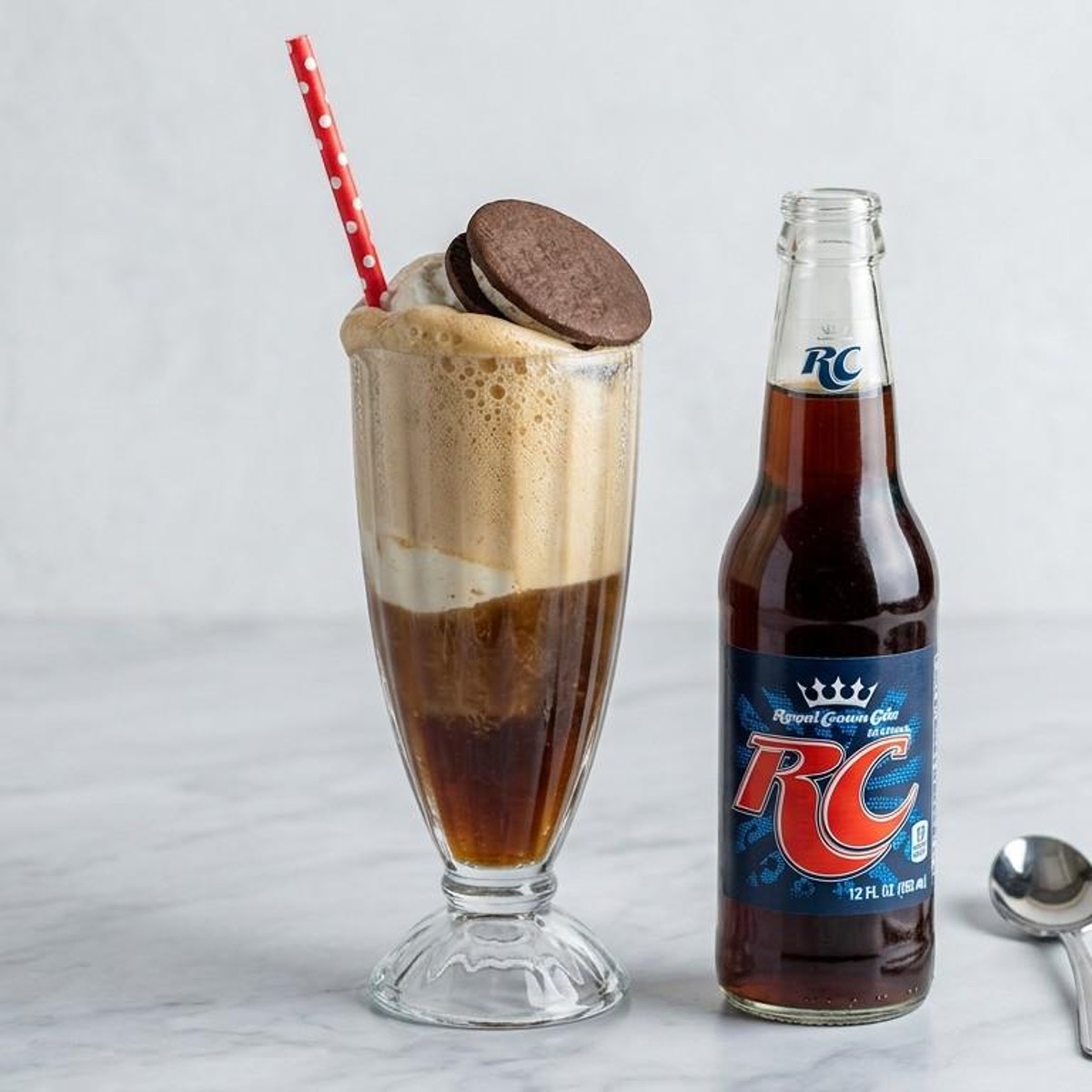 RC Cola float with whipped cream
